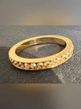 GUC Coach Rose Gold-Toned Pave Crystal/Rhinestones Inlay Ring